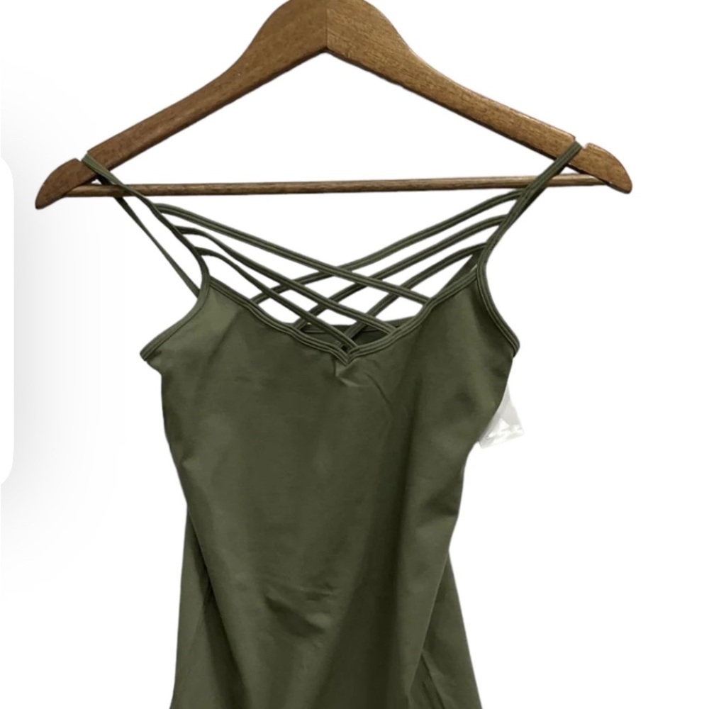 Olive Green Kathy Brand Slip Tank with Ribbing